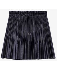 Maje - Elasticated-waist Pleated Faux-leather Mini Skirt - Lyst