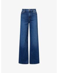 FRAME - Le Slim Palazzo Long Wide-Leg Stretch-Denim Blend Jeans - Lyst