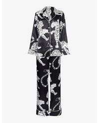 Olivia Von Halle - Lila Graphic-pattern Silk Pyjama Set - Lyst
