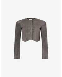 Alaïa - Cropped Tailored Suede Jacket - Lyst