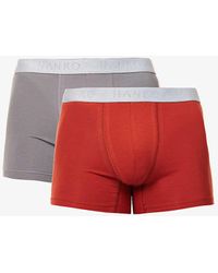 Hanro - Branded-waistband Mid-rise Pack Of Two Stretch-cotton Trunk - Lyst