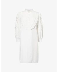 Valentino - Embroidered Long-Sleeve Cotton Mini Dress - Lyst