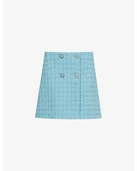 Versace - Check-effect Wool-blend Tweed Mini Skirt - Lyst