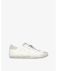 Golden Goose - Super Star Branded Leather And Suede Low-Top Trainers - Lyst