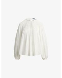 Polo Ralph Lauren - Pintuck Volume-Sleeved Cotton Blouse - Lyst