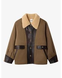 Sandro - Collared Two-Tone Cotton Coat - Lyst