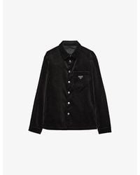 Prada - Logo-Plaque Long-Sleeved Cotton-Corduroy Shirt - Lyst