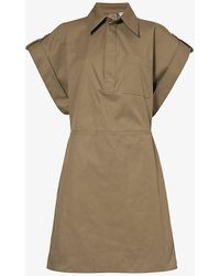 Bottega Veneta - Angular-sleeve Cotton-twill Mini Shirt Dress - Lyst
