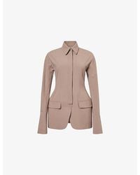 Mugler - Single-Breasted Peplum Wool-Blend Jacket - Lyst