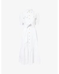 ME+EM - Belted Seersucker Cotton Midi Shirt Dress - Lyst