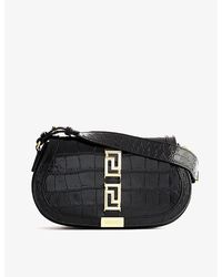 Versace - Greca Goddess Medium Croc-embossed Leather Shoulder Bag - Lyst