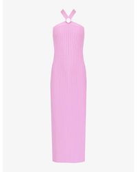 Ro&zo - Circular-buckle Halter-neck Knitted Maxi Dress - Lyst