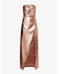Amy Lynn - Metallic Sleeveless Faux-Leather Maxi Dress - Lyst