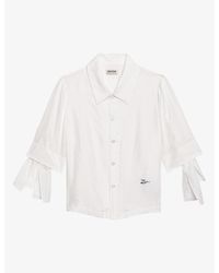 Zadig & Voltaire - Telmy Brand-Embroidered Short-Sleeve Silk Shirt - Lyst