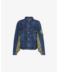 Sacai - Shell-Panels Buttoned-Pockets Regular-Fit Denim Jacket - Lyst