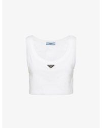 Prada - Cotton Triangle Crop Top - Lyst