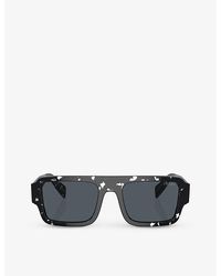 Prada - Pr A05s Rectangle-frame Abstract Acetate Sunglasses - Lyst