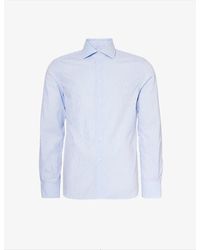 Corneliani - Spread-collar Curved-hem Regular-fit Cotton-poplin Shirt - Lyst