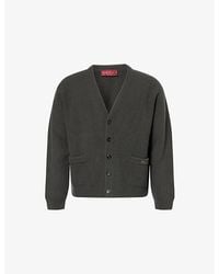 Gucci - Knitted-Logo V-Neck Wool-Cashmere Blend Cardigan - Lyst
