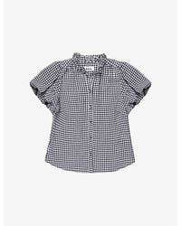 Ro&zo - Gingham-Print Puff-Sleeved Woven Shirt - Lyst