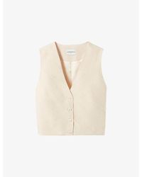 Claudie Pierlot - V-Neck Cropped Woven Waistcoat - Lyst