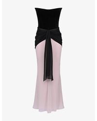House Of Cb - Clara Velvet And Chiffon Maxi Dress - Lyst