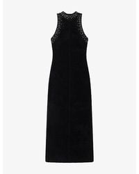 Sandro - Sleeveless Rhinestone-Embellished Velvet Midi Dress - Lyst
