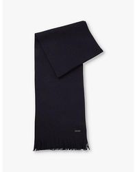 BOSS - Raschel-Knit Logo-Embroidered Wool Scarf - Lyst