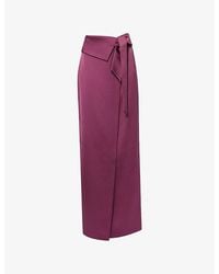 Genny - Envers Wrap-Front Satin Midi Skirt - Lyst
