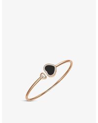 Chopard - Happy Hearts 18Ct Rose- 0.19Ct Round-Cut Diamond And Onyx Bangle Bracelet - Lyst