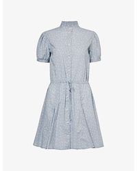 Polo Ralph Lauren - Floral-print Belted Cotton-poplin Midi Dress - Lyst