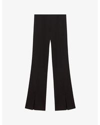 Maje - Split-Cuff Flare-Leg High-Rise Stretch-Woven Trousers - Lyst