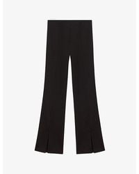 Maje - Split-Cuff Flare-Leg High-Rise Stretch-Woven Trousers - Lyst