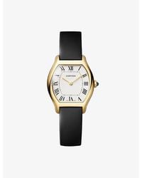 Cartier - Tortue Small Model 18Ct- And Leather Strap Quartz Watch - Lyst