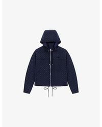 Maje - Rhinestones-Embellished Hooded Windbreaker Woven Jacket - Lyst