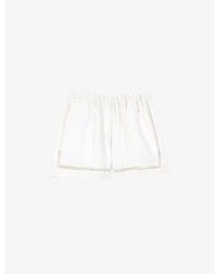 Maje - Embroidered Elasticated-Waist Linen-Blend Shorts - Lyst