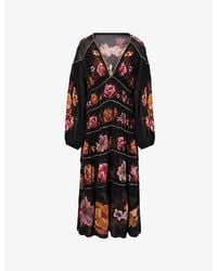 FARM Rio - Chenille Flowers Long-Sleeve Woven Maxi Dress - Lyst
