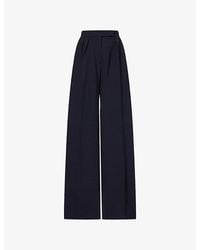 Max Mara - Pleated Straight-Leg Wool Seersucker Trousers - Lyst
