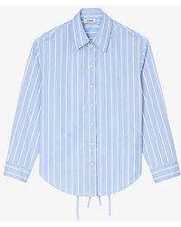 Sandro - Lace-embroidered Striped Cotton Shirt - Lyst
