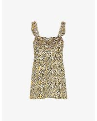 Maje - Leopard-Print Sleeveless Woven Mini Dress - Lyst