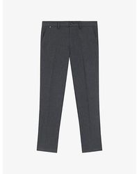 BOSS - Herringbone Slim-Leg Stretch-Woven Trousers - Lyst