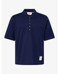 Thom Browne - Striped-Sleeve Brand-Patch Cotton Polo Shirt - Lyst
