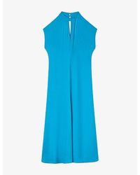 Whistles - Twist-Neck Cap-Sleeved Crepe Midi Dress - Lyst
