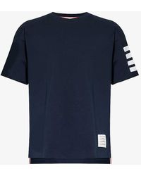 Thom Browne - Vy Branded Short-sleeved Cotton-jersey T-shirt - Lyst