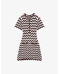 Maje - Zig-Zag Short-Sleeved Cotton-Crochet Mini Dress - Lyst
