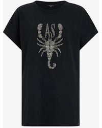 AllSaints - Scorpion Imogen Boy Bead-embellished Organic-cotton T-shirt - Lyst