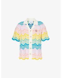 Casablanca - Chevron-pattern Scalloped-trim Cotton-knit Shirt - Lyst