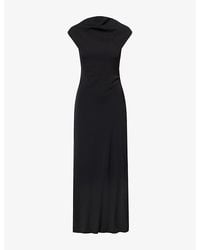 Odd Muse Drape Back Twill Maxi Dress in Green | Lyst