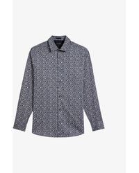 Ted Baker - Spot-print Regular-fit Stretch-cotton Shirt - Lyst
