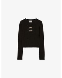 Claudie Pierlot - Bow Slim-Fit Stretch-Knit Jumper - Lyst